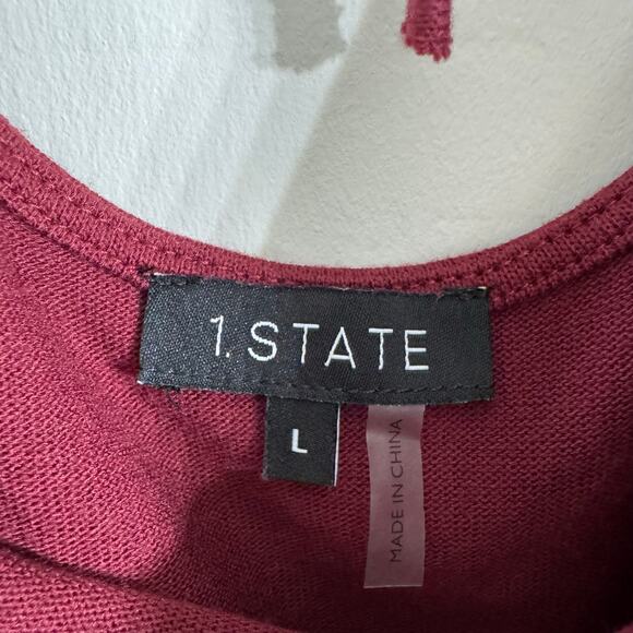 1.STATE Maroon Red Boat Neck Tie Back Long Sleeve Top Size Large - Picture 7 of 7